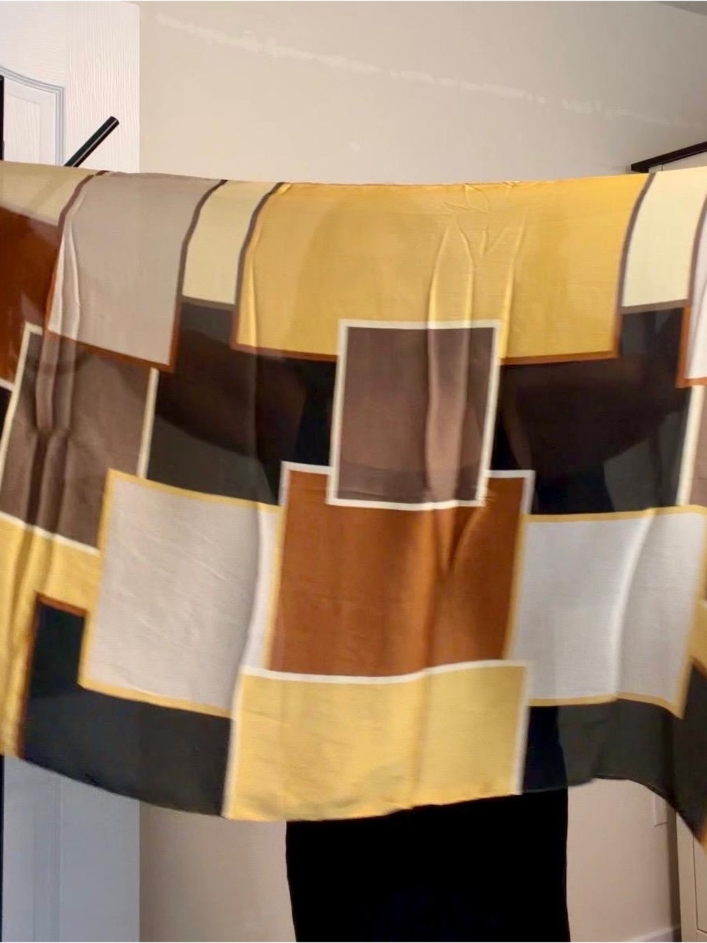 Contemporary Geometric Yellow, Brown & Cream Throw Blanket